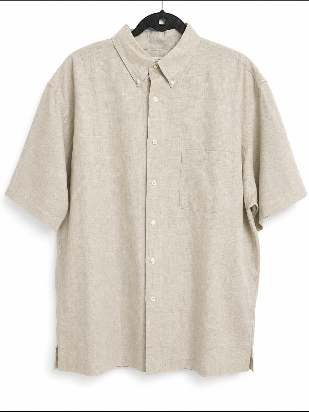 Turnbury Men's 100% Linen Short-Sleeve Button-Down Shirt in Beige XL